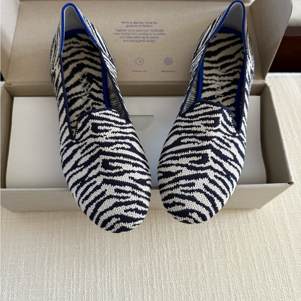 Rothy's- Retired Navy Zebra Print Loafers